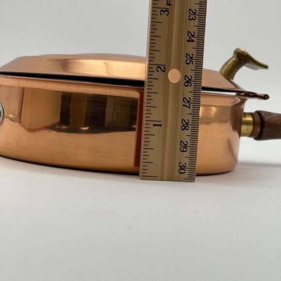 TELEFLORA Silent Butler Copper Les Bonbons Wood Handle Hinged Lid Crumb Catcher - Picture 13 of 14